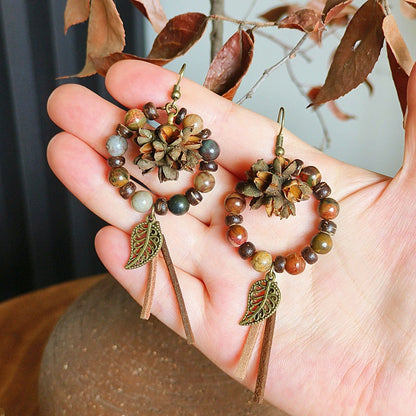 Bohemian Tassel Earrings Handmade with Dried Fruits