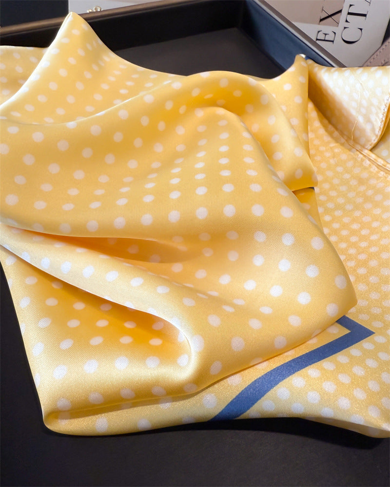 Simple Polka Dot Square Silk Scarf