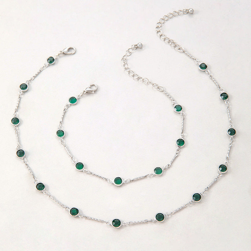 Trendy Green Cubic Zirconia Choker Necklace For Women