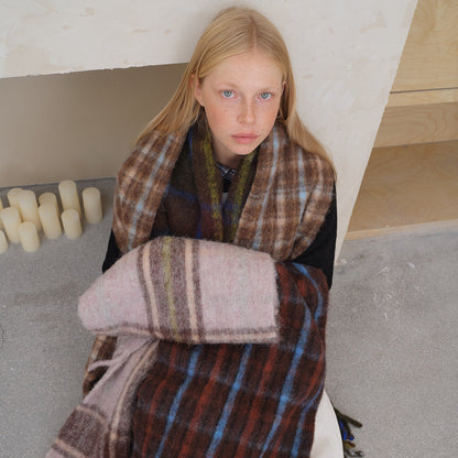 Wool Blend Fringed Plaid Scarf Cozy Casual Shawl