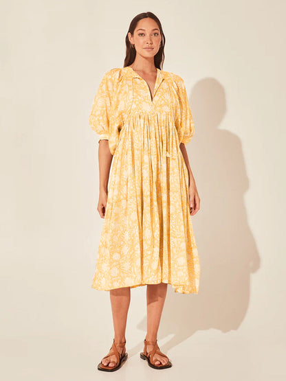 Vintage Floral Maxi Dress Relaxed Casual Style