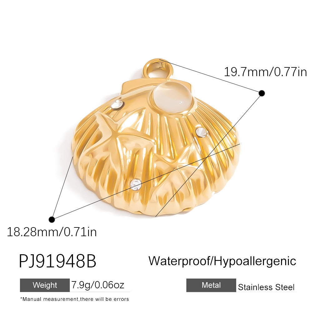 Coral Seashell Pendant 18K Gold Plated Stainless Steel Ocean Vacation Jewelry