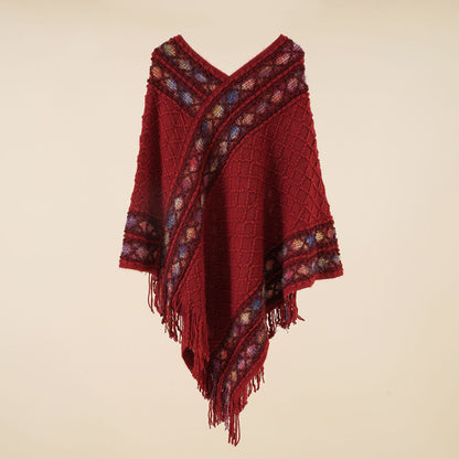 Spring And Autumn New Loose Pullover Knitted Shawl Ethnic Style Pullover Cape