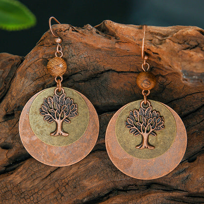Trendy Bohemian Double Layer Round Disc Earrings