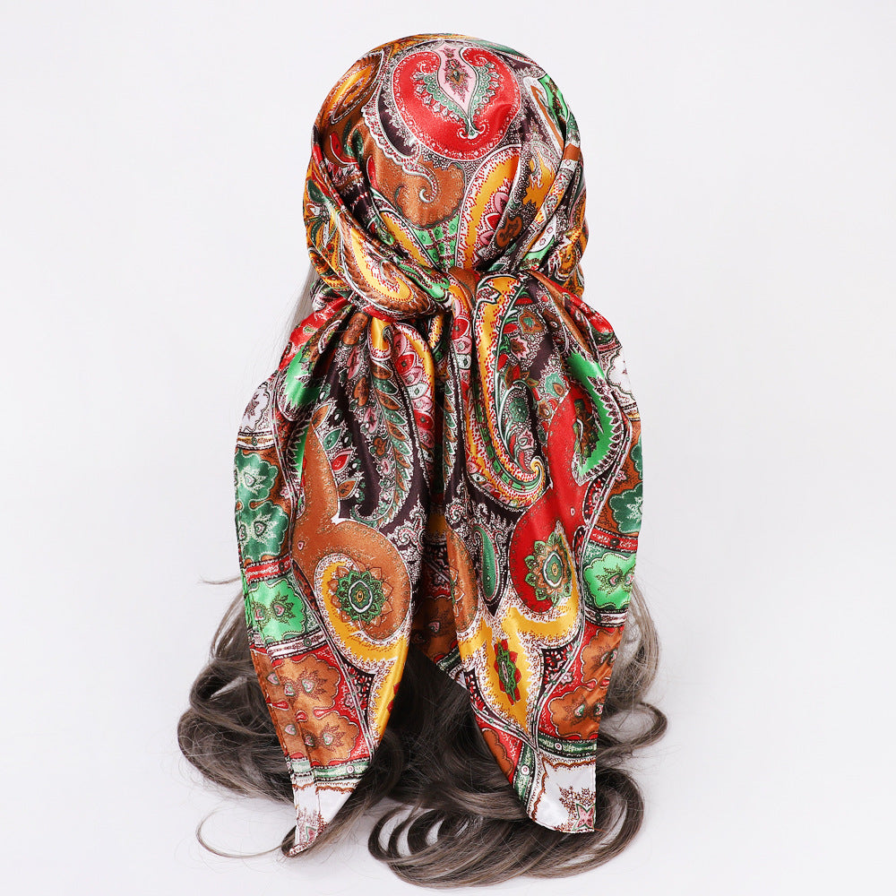 New Square Scarf Women'S Scarf Ethnic Style Shawl Cashew Fruit Pattern Retro Headband
