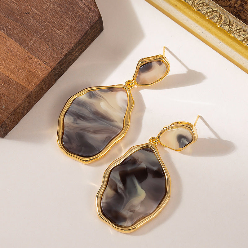 Geometric Leopard Print Drop Earrings Fashionable Alloy Jewelry
