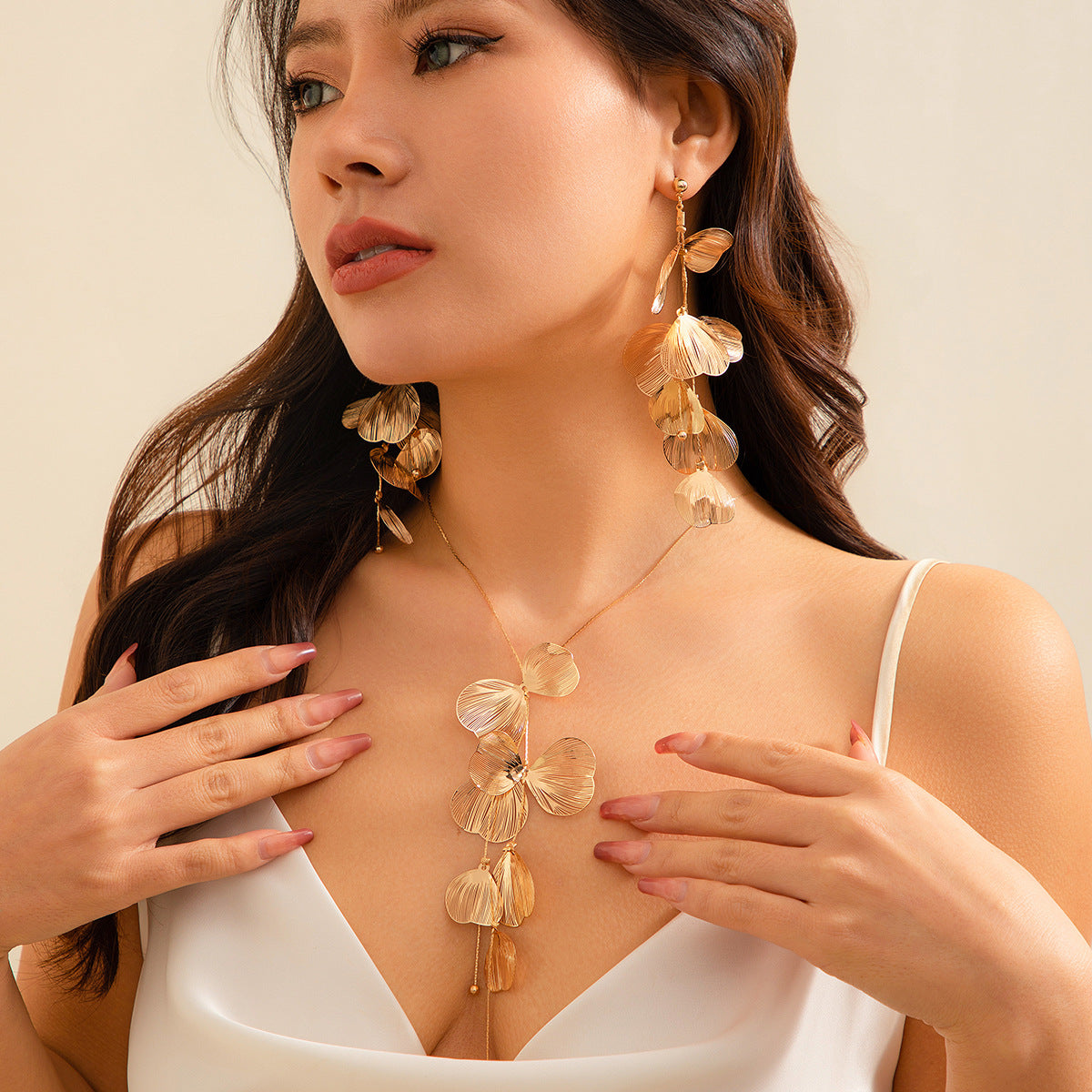 Ginkgo Leaf Tassel Necklace Vintage Choker For Women