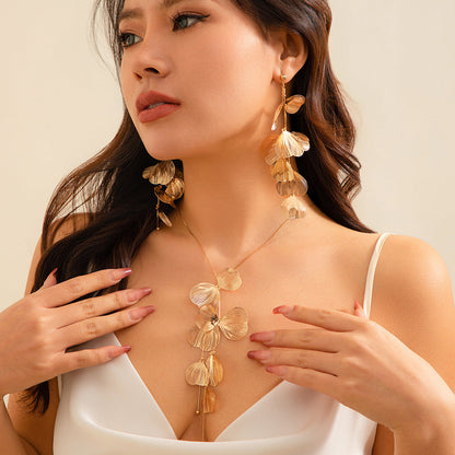 Ginkgo Leaf Tassel Necklace Vintage Choker For Women