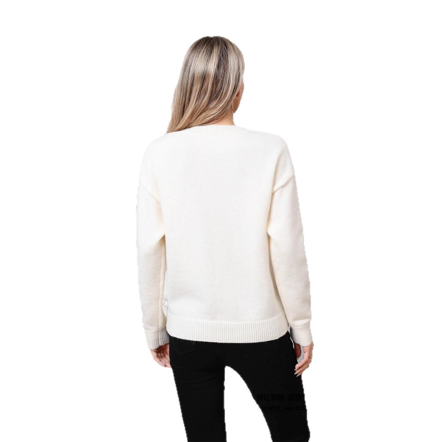 Casual Round Neck Christmas Jacquard Knit Sweater