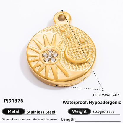 DIY Stainless Steel Moon Sun Pendant Necklace Accessories
