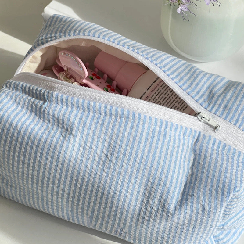 Simple Sreiped Color Block Make Up Bag