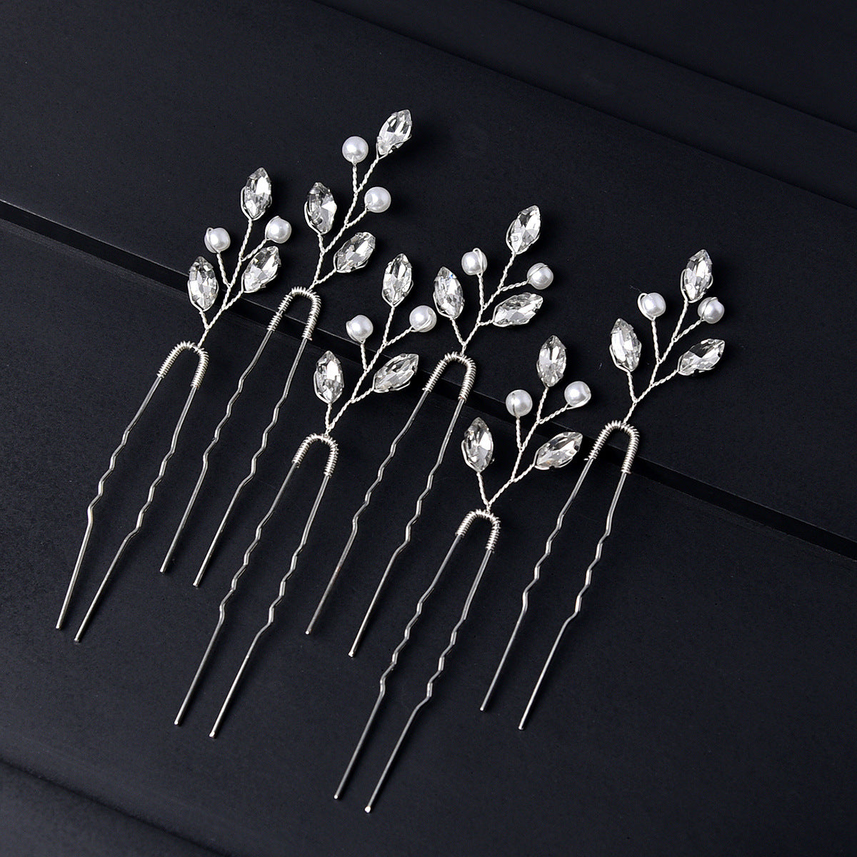 Emerald U-Shaped Hair Pins Set of 6 - Elegant Hair Accessories