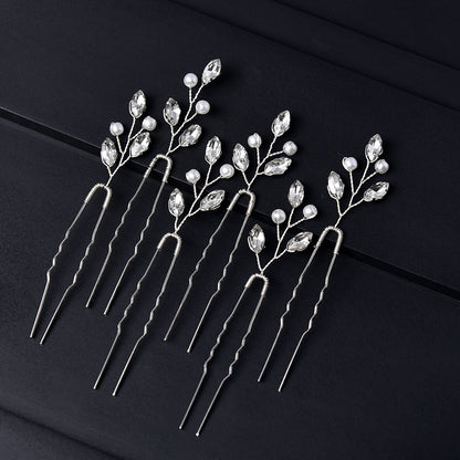 Emerald U-Shaped Hair Pins Set of 6 - Elegant Hair Accessories