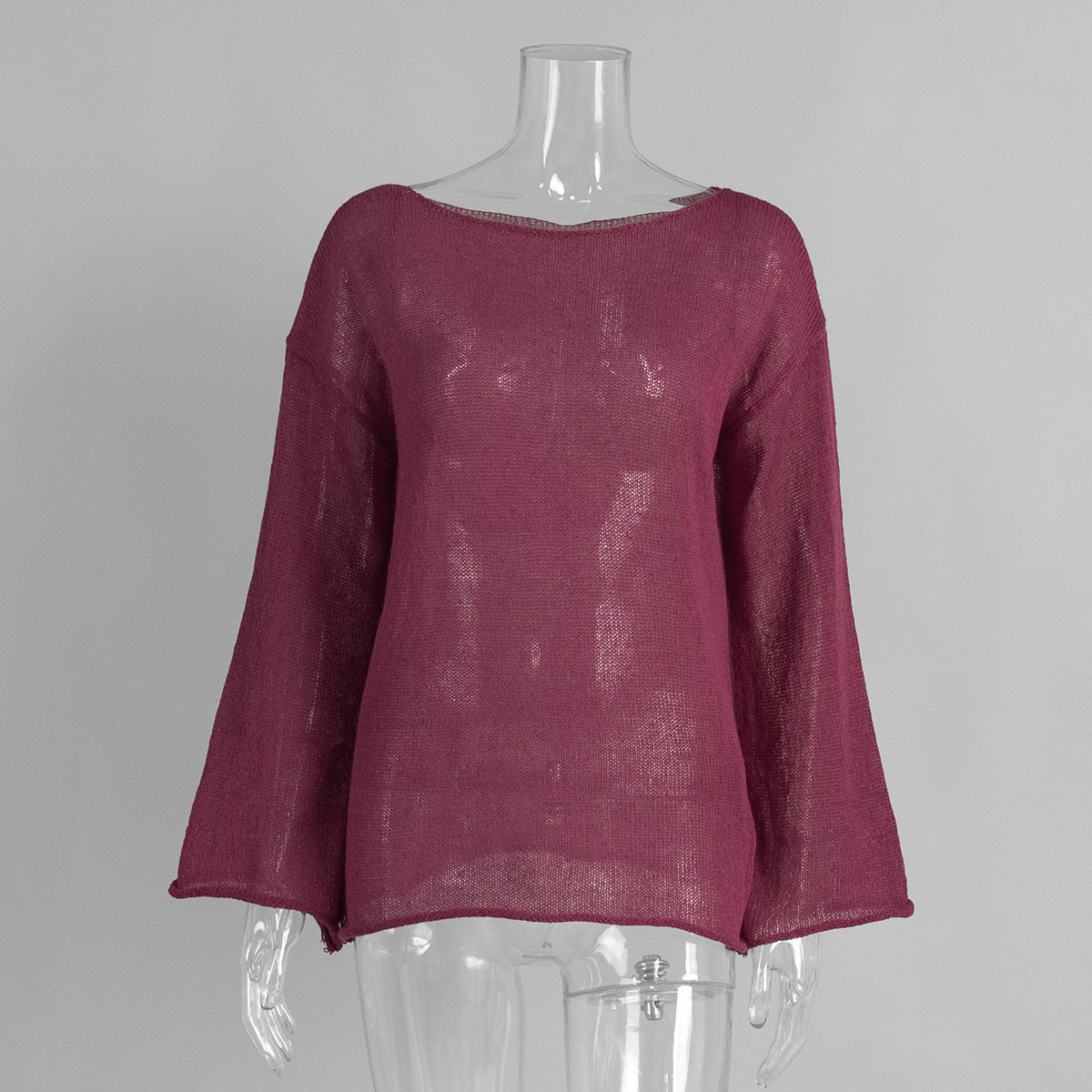 Hollow Knit T-Shirt with Flared Sleeves