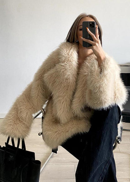 Suit Collar Fur Coat Premium Plush Material