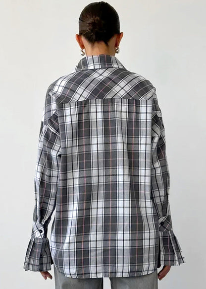 Plaid Oversized Shirt Soft Fabric Relaxed Fit