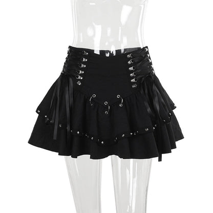 Black Heavy Metal Mini Skirt Sexy Street Style