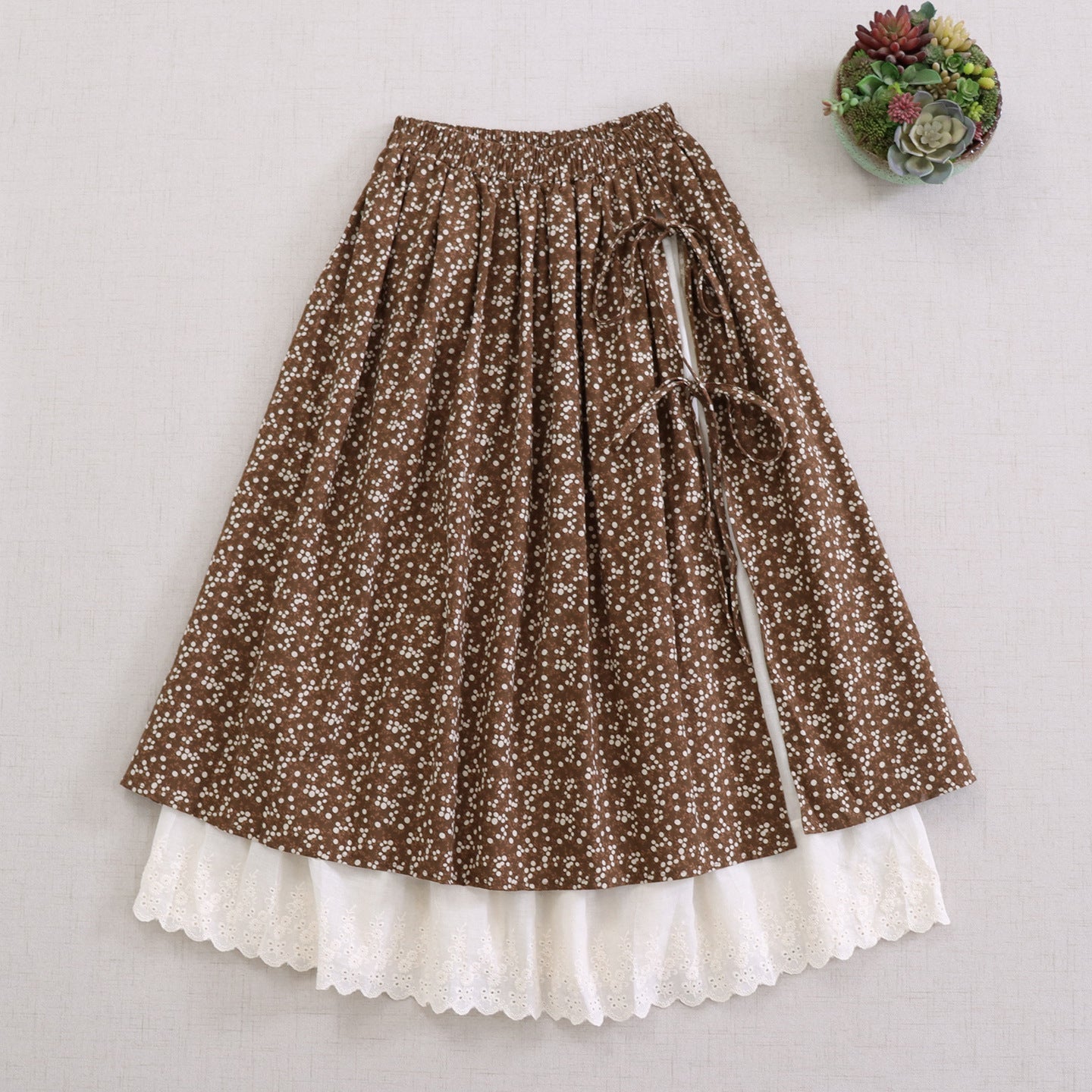 Artistic Printed A-Line Skirt with Tie Detail