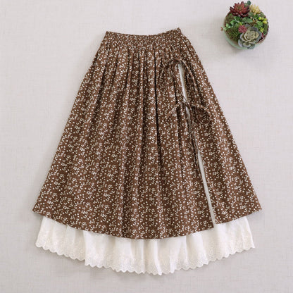 Artistic Printed A-Line Skirt with Tie Detail