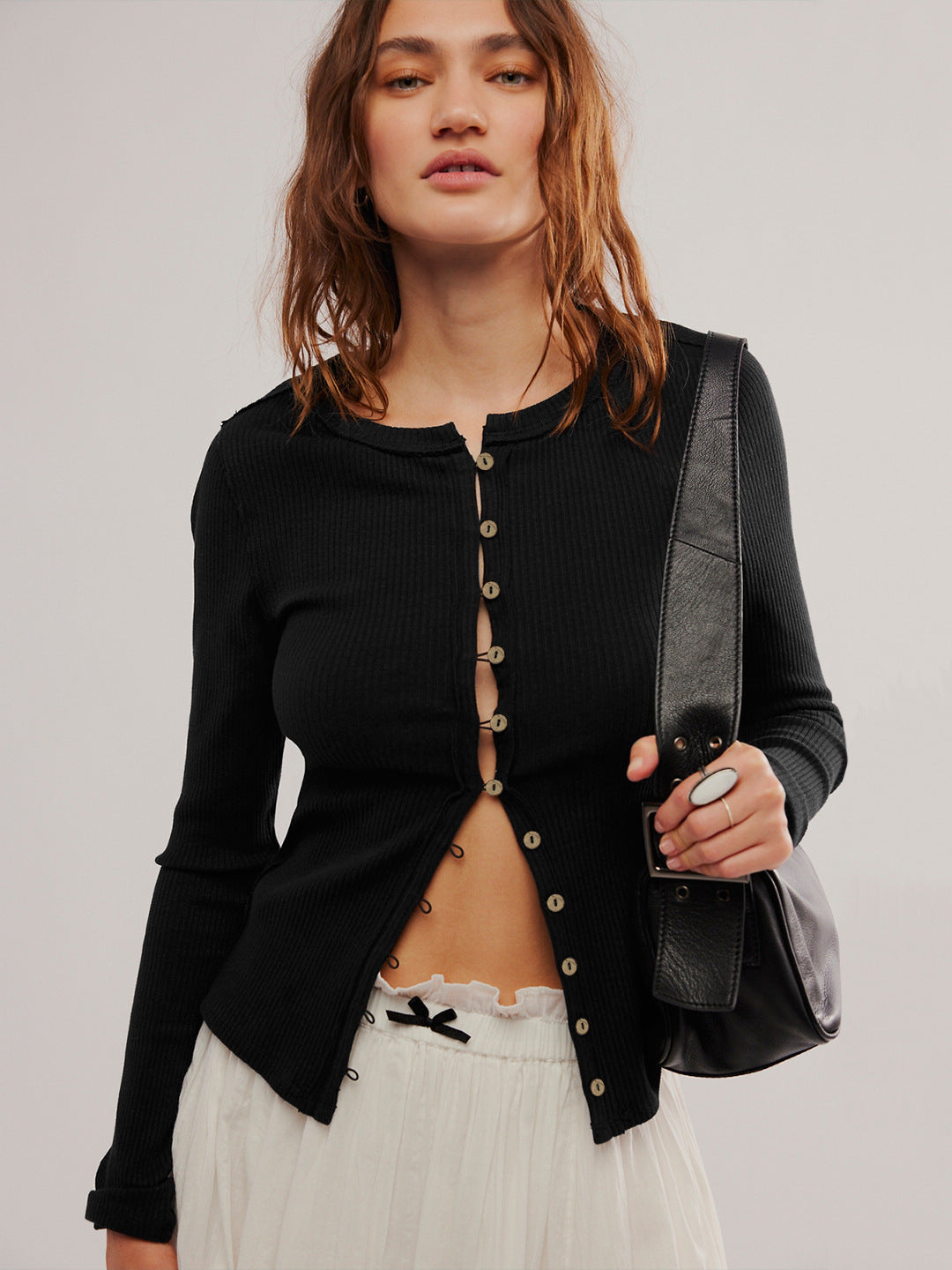 Fashionable Women's Button Cardigan in Solid Color