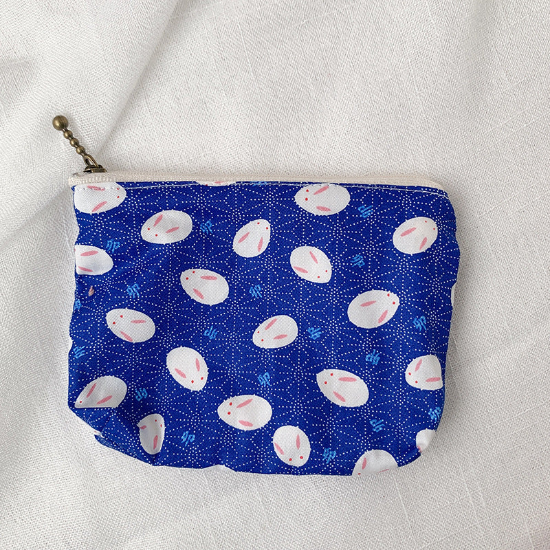 Mini Cartoon Zipper Wallet for Women Cute Floral Fabric Purse