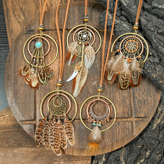 Bohemian Tassel Natural Feather Necklace Ethnic Vintage Jewelry
