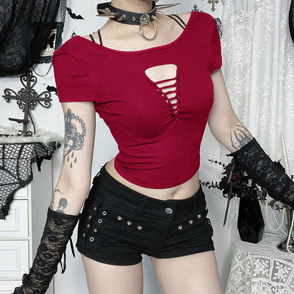 Backless Trendy T-Shirt in Black