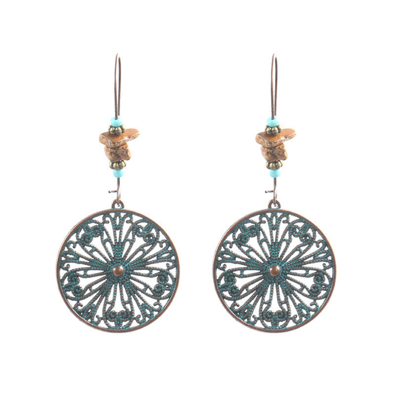 Bohemian Turquoise Earrings Vintage Style Geometric Alloy Earrings
