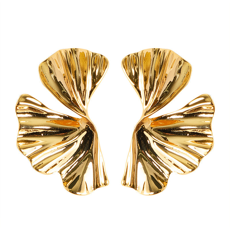 Stylish Ginkgo Leaf Metal Earrings For Women