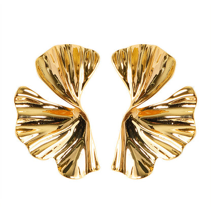 Stylish Ginkgo Leaf Metal Earrings For Women