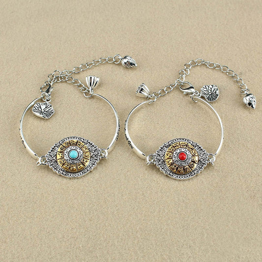 National Style The Eight Trigrams Of Zodiac Sign Rotated The Six Character Mantra Bracelet