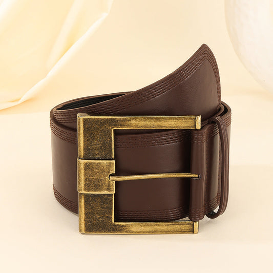 Vintage Distressed Leather Wide Belt