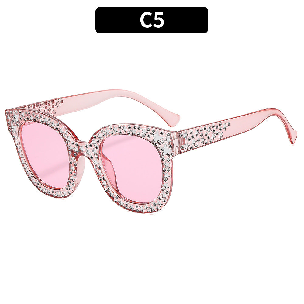 Fashionable Square Frame Sunglasses With Glitter Accents