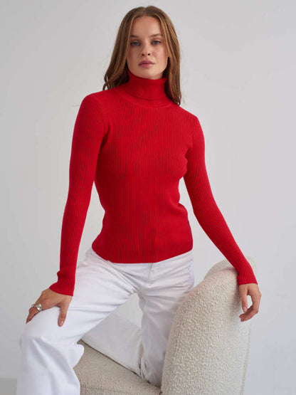 High Neck Knitted Sweater Comfortable Casual Pullover