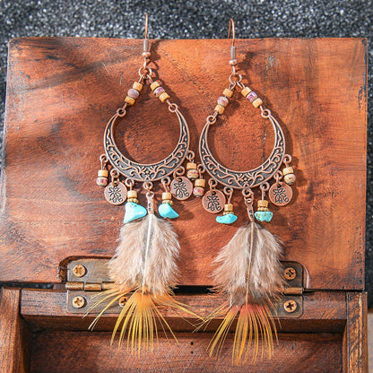 Bohemian Style Handmade Tassel Earrings with Heart-Shaped Design