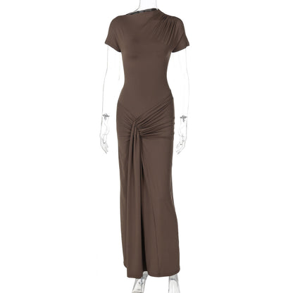 Elegant Fitted Ruffled Short Sleeve Dress