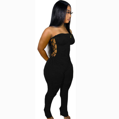 Slim Fit Side Tie Milk Silk Jumpsuit