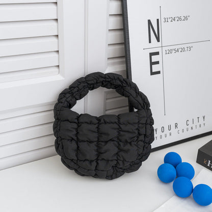 Mini Cloud Bag with Ruching Stylish Nylon Tote