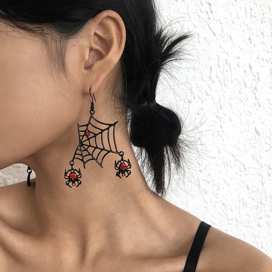 New Spider Earrings Halloween Exaggerated Diablo European And American Earrings Personality Funny Design Sense Earrings