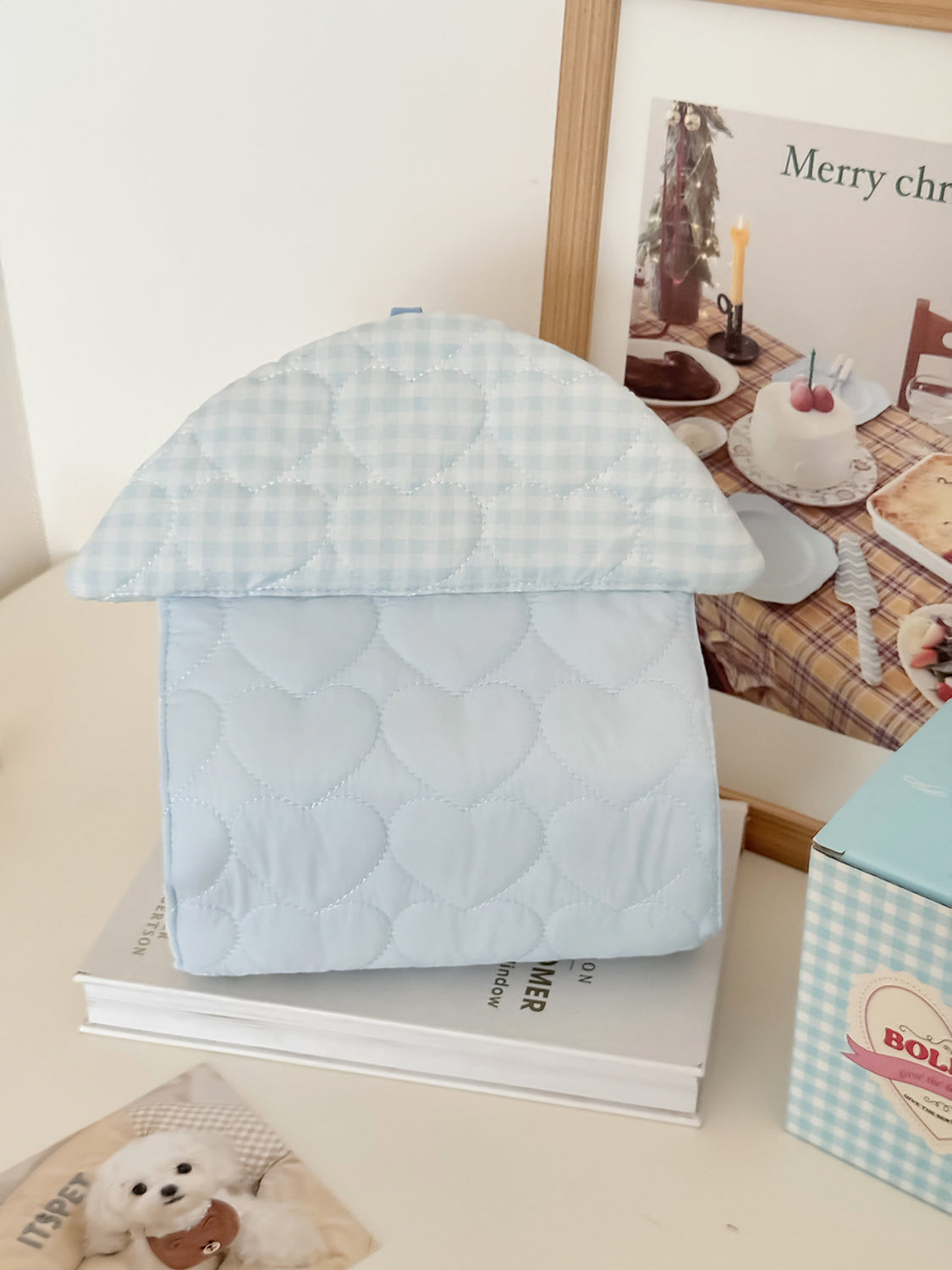 Heart-Shaped Quilted Tissue Organizer Car Hanging Holder