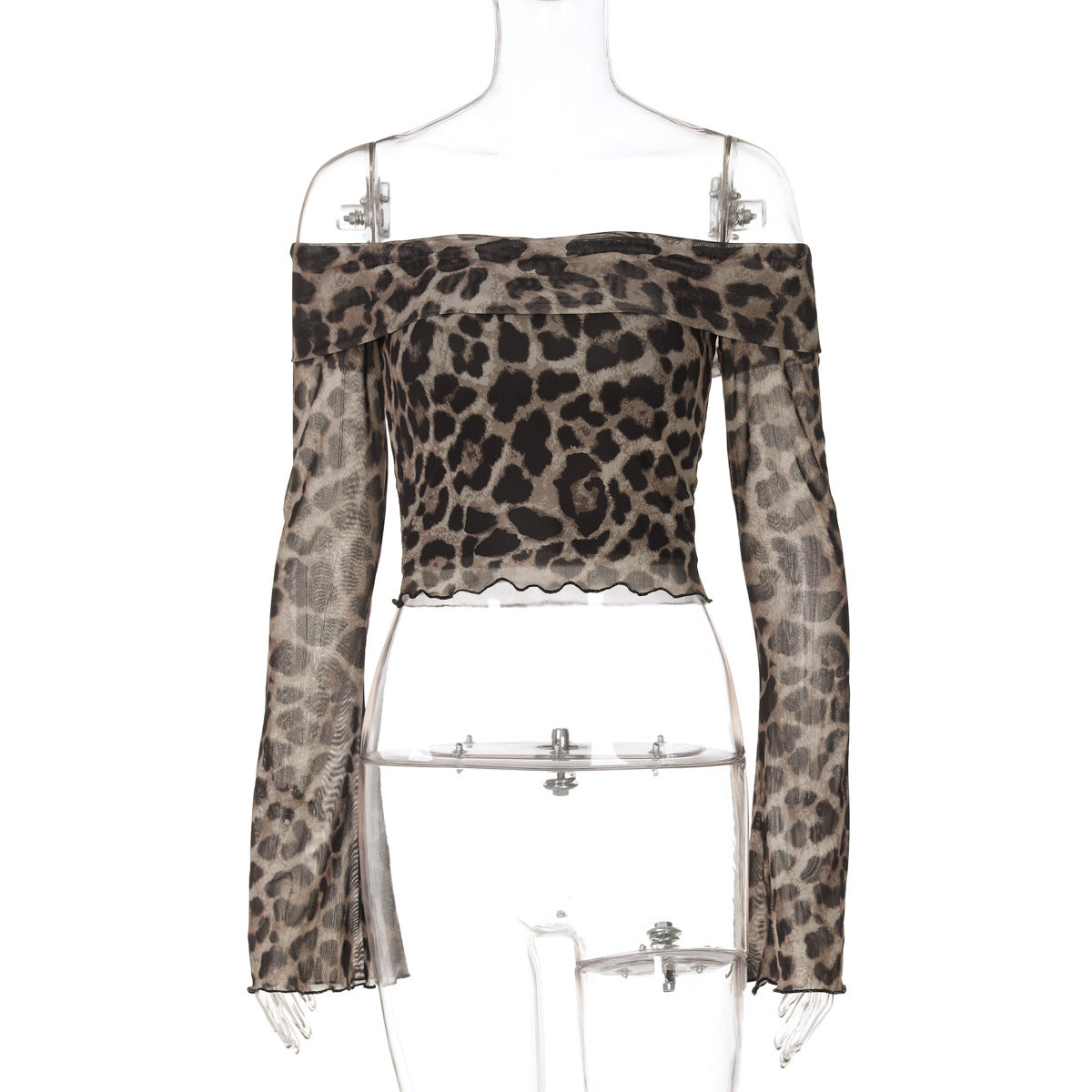 Sexy Off-Shoulder Leopard Print Crop Top for Women