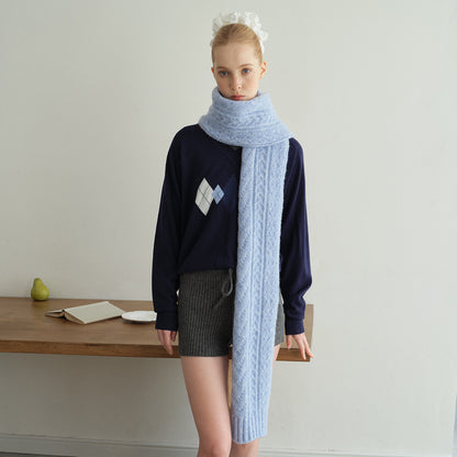 Handmade Chunky Knit Wool Blend Scarf for Women