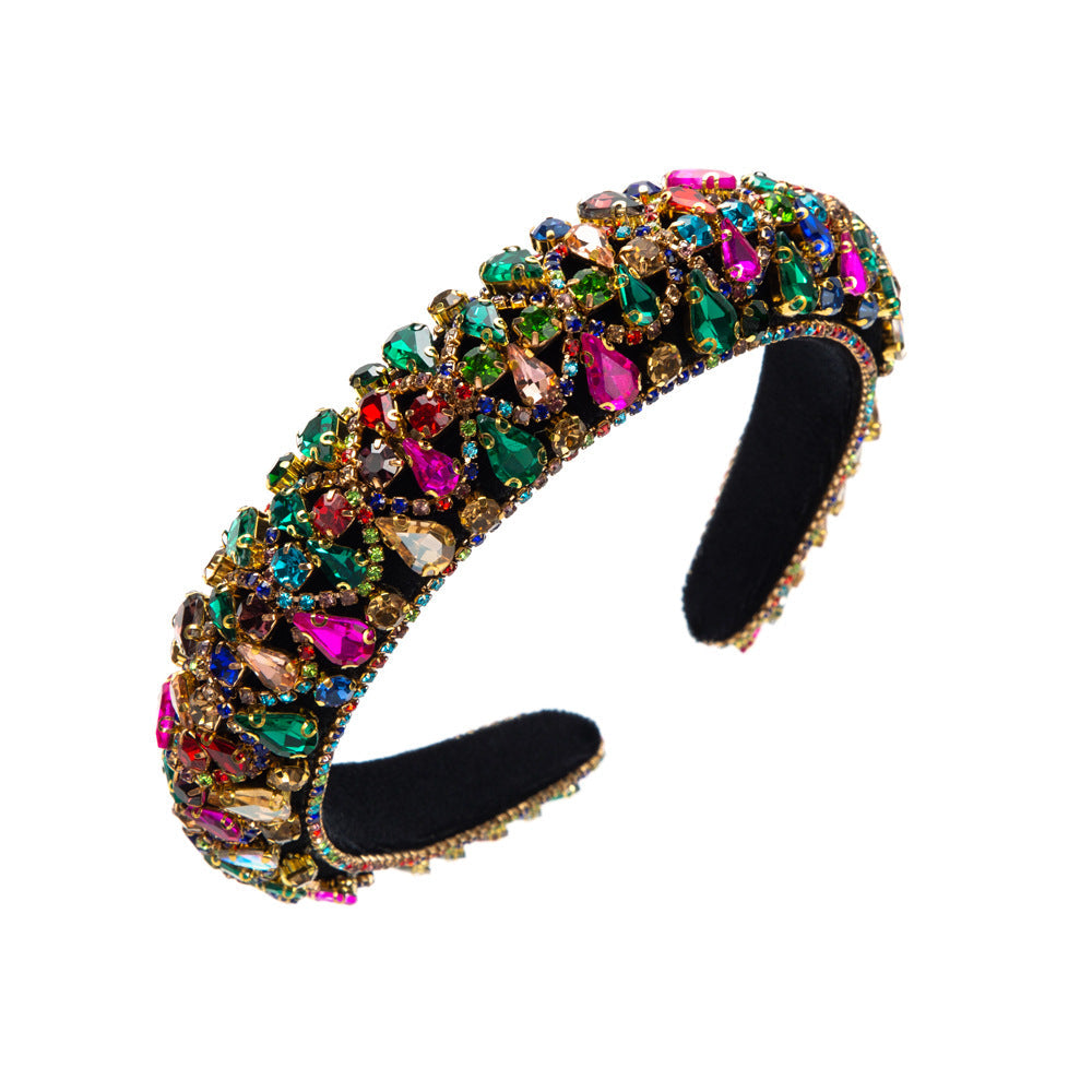 Trendy Rhinestone Wide Headband Elegant Baroque Hair Accessory