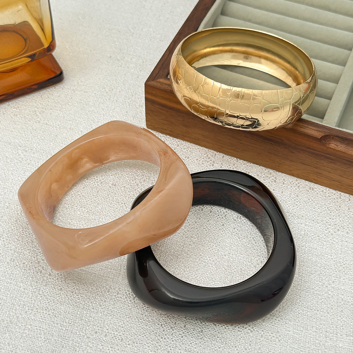 Trendy Polygon Dipped Bracelet - Fashionable Metal Snake Stripe Bangle