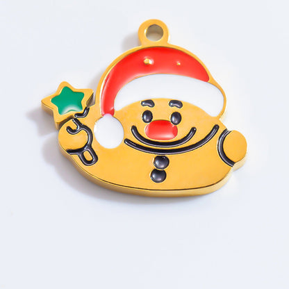 DIY Christmas-Themed 18K Gold-Plated Stainless Steel Pendant Accessories