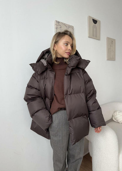 Oversized Puffer Jacket Padded Cotton Blend