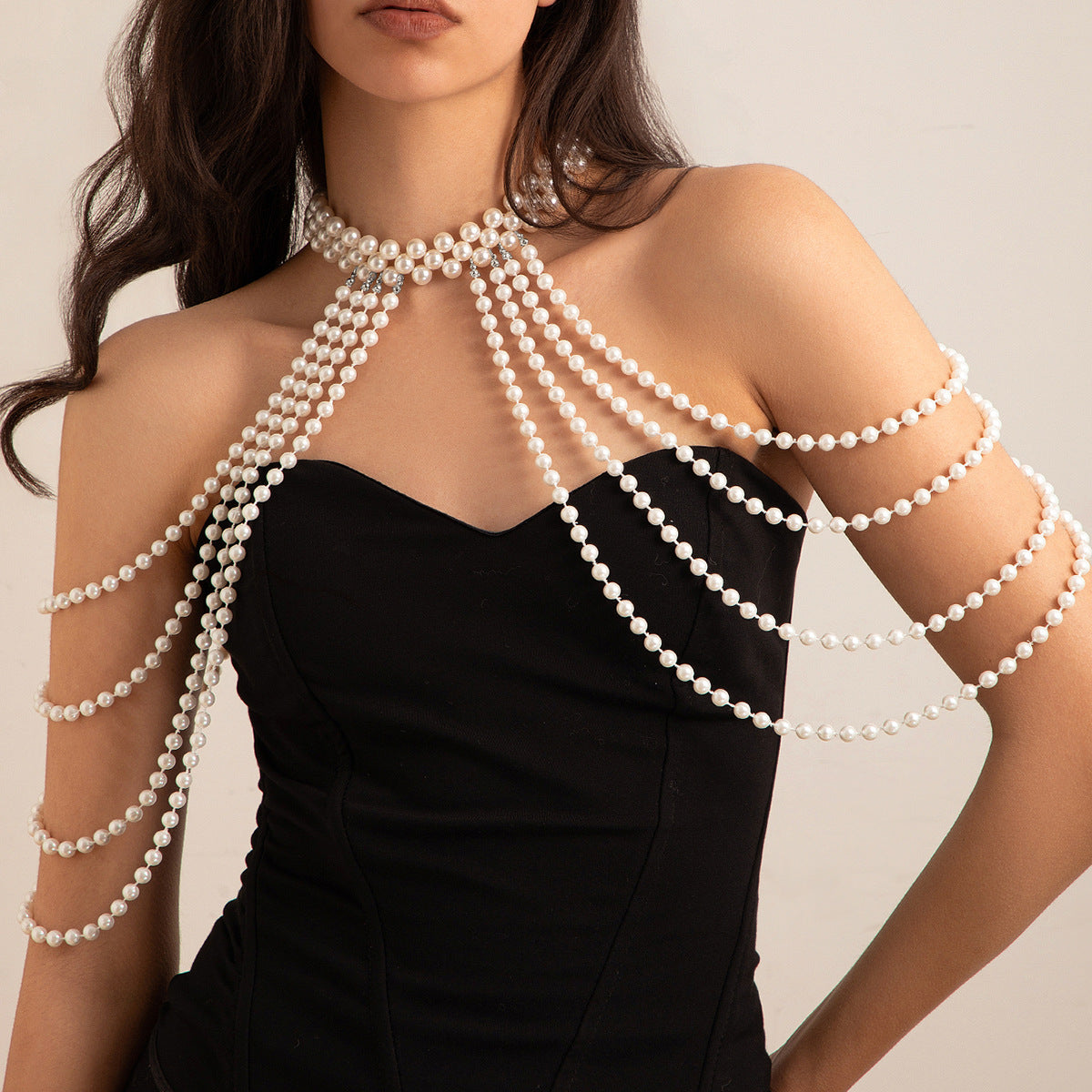 Elegant Multi-Layer Pearl Shoulder Chain For Women