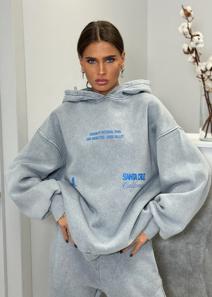 Oversized Cotton Hoodie And Wide Leg Sweatpants Set