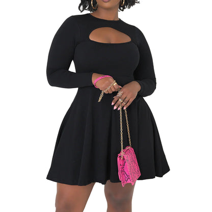 Chic Hollow Out Bodycon Dress Casual Short Sleeves