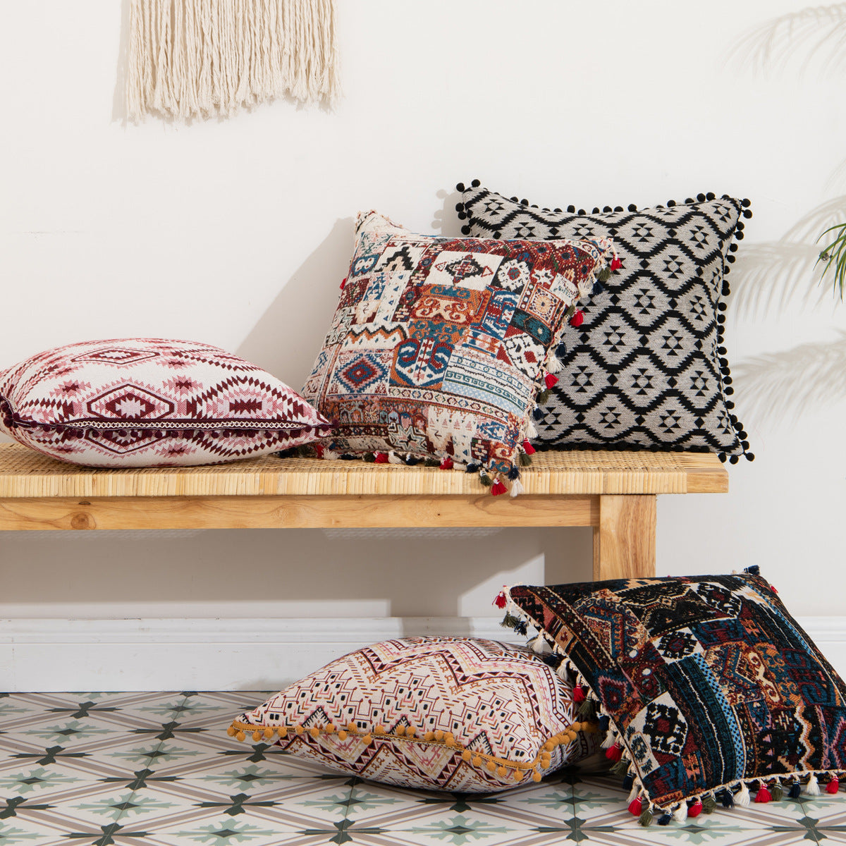 Moroccan Flower Hairball Geometric Throw Pillow Cushion Pillowcase